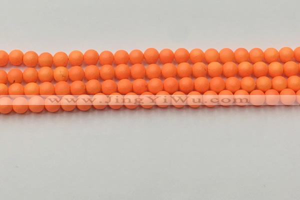 CSB2430 15.5 inches 4mm round matte wrinkled shell pearl beads