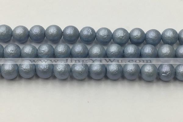CSB2475 15.5 inches 14mm round matte wrinkled shell pearl beads