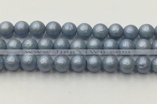 CSB2476 15.5 inches 16mm round matte wrinkled shell pearl beads