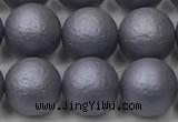 CSB2483 15.5 inches 10mm round matte wrinkled shell pearl beads