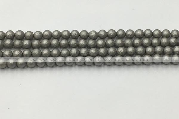 CSB2490 15.5 inches 4mm round matte wrinkled shell pearl beads