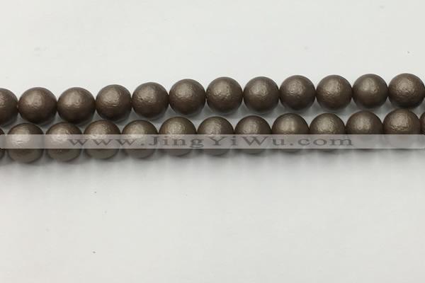 CSB2514 15.5 inches 12mm round matte wrinkled shell pearl beads