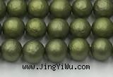 CSB2520 15.5 inches 4mm round matte wrinkled shell pearl beads