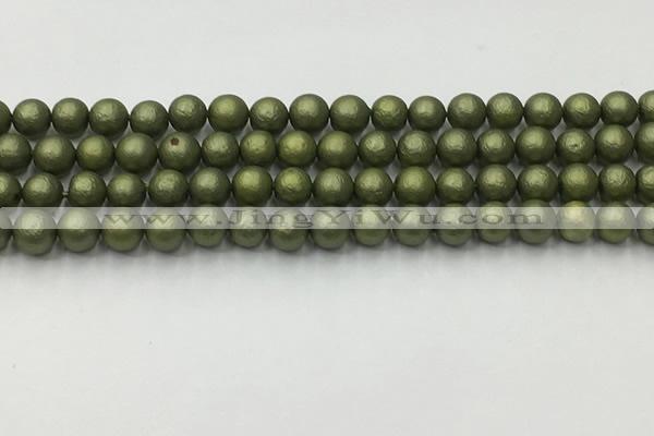 CSB2521 15.5 inches 6mm round matte wrinkled shell pearl beads