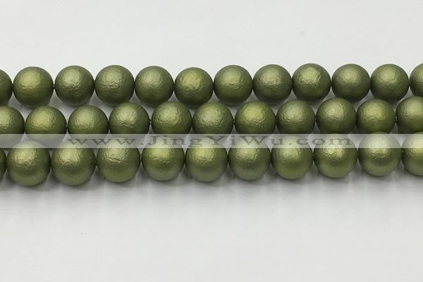 CSB2525 15.5 inches 14mm round matte wrinkled shell pearl beads