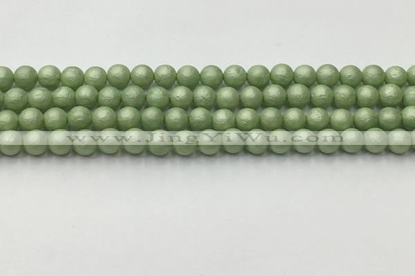 CSB2531 15.5 inches 6mm round matte wrinkled shell pearl beads