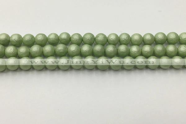 CSB2532 15.5 inches 8mm round matte wrinkled shell pearl beads
