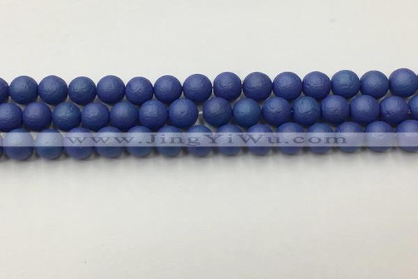 CSB2572 15.5 inches 8mm round matte wrinkled shell pearl beads