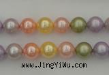 CSB309 15.5 inches 8mm round mixed color shell pearl beads