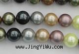 CSB339 15.5 inches 10mm round mixed color shell pearl beads