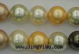 CSB374 15.5 inches 14mm round mixed color shell pearl beads