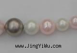 CSB406 15.5 inches 8mm - 16mm round mixed color shell pearl beads