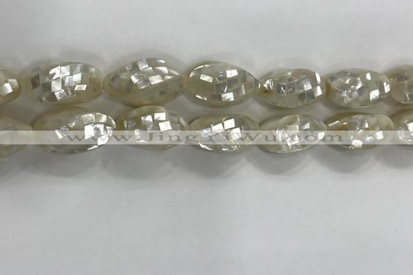 CSB4070 15.5 inches 14*26mm twisted rice abalone shell beads wholesale