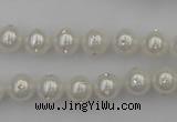 CSB426 15.5 inches 10mm round shell pearl with rhinestone beads