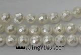CSB451 15.5 inches 8mm faceted round shell pearl beads