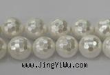 CSB453 15.5 inches 12mm faceted round shell pearl beads