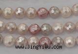 CSB490 15.5 inches 8mm faceted round mixed color shell pearl beads