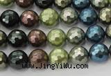 CSB532 15.5 inches 12mm faceted round mixed color shell pearl beads