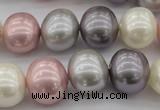 CSB694 15.5 inches 13*15mm oval mixed color shell pearl beads