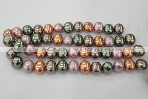 CSB716 15.5 inches 16*19mm oval mixed color shell pearl beads