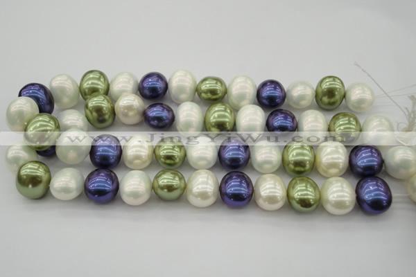 CSB717 15.5 inches 16*19mm oval mixed color shell pearl beads