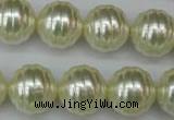 CSB896 15.5 inches 16mm whorl round shell pearl beads wholesale