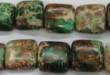 CSE115 15.5 inches 16*16mm square dyed natural sea sediment jasper beads