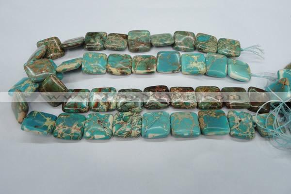 CSE90 15.5 inches 20*20mm square dyed natural sea sediment jasper beads