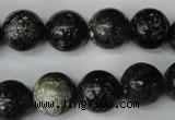 CSI75 15.5 inches 14mm round silver scale stone beads wholesale