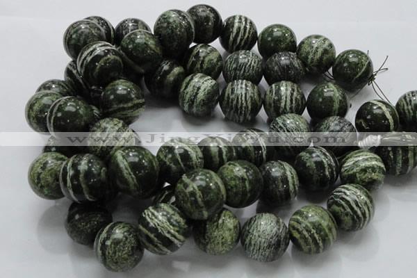 CSJ10 15.5 inches 22mm round green silver line jasper beads wholesale