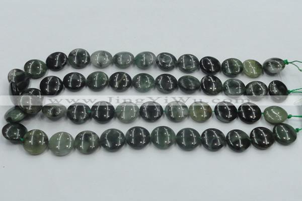 CSJ201 15.5 inches 16mm flat round serpentine jade gemstone beads