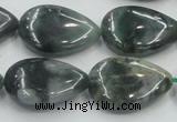 CSJ204 15.5 inches 18*25mm flat teardrop serpentine jade gemstone beads