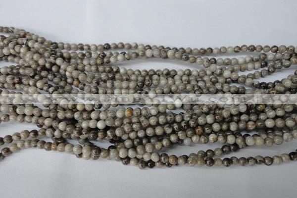 CSL10 15.5 inches 4mm round silver leaf jasper beads wholesale