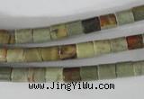 CSL111 15.5 inches 6*6mm column silver leaf jasper beads wholesale