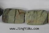 CSL121 15.5 inches 18*25mm faceted rectangle silver leaf jasper beads