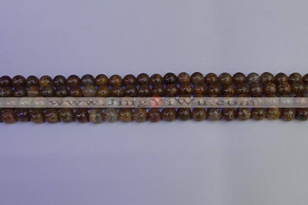 CSL221 15.5 inches 6mm round gold leaf jasper beads wholesale