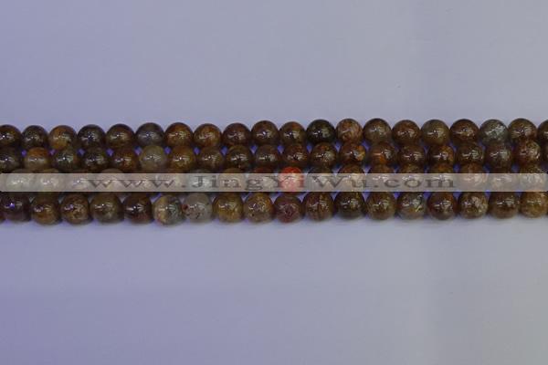 CSL222 15.5 inches 8mm round gold leaf jasper beads wholesale