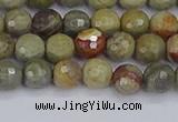 CSL231 15.5 inches 6mm faceted round silver leaf jasper beads