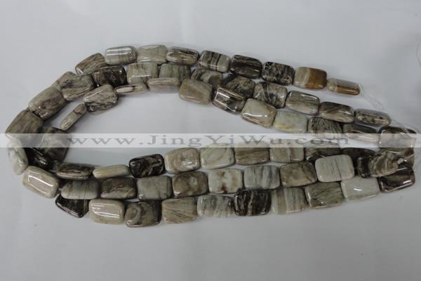 CSL68 15.5 inches 13*18mm rectangle silver leaf jasper beads wholesale