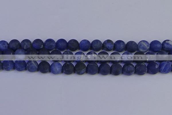 CSO545 15.5 inches 14mm round matte sodalite beads wholesale