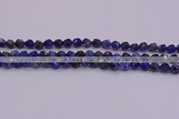 CSO552 15.5 inches 8mm faceted nuggets sodalite gemstone beads