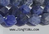 CSO567 15.5 inches 10mm faceted nuggets matte sodalite beads