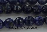 CSO643 15.5 inches 8mm faceted round sodalite gemstone beads