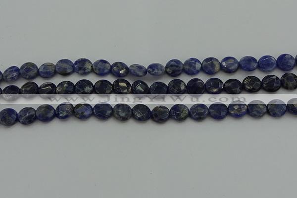 CSO705 15.5 inches 10mm faceted coin sodalite gemstone beads