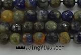 CSO751 15.5 inches 6mm faceted round orange sodalite beads