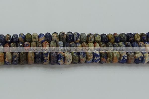 CSO765 15.5 inches 8*14mm faceted rondelle orange sodalite beads