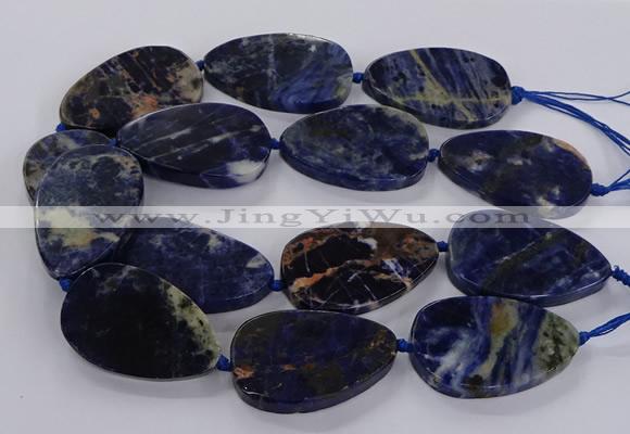 CSO821 15.5 inches 30*50mm - 32*52mm flat teardrop orange sodalite beads