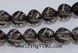 CSQ116 9*12mm twisted rice grade AA natural smoky quartz beads