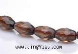 CSQ21 8*13mm faceted rice natural smoky quartz beads wholesale