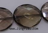 CSQ215 25*30mm faceted oval grade AA natural smoky quartz beads